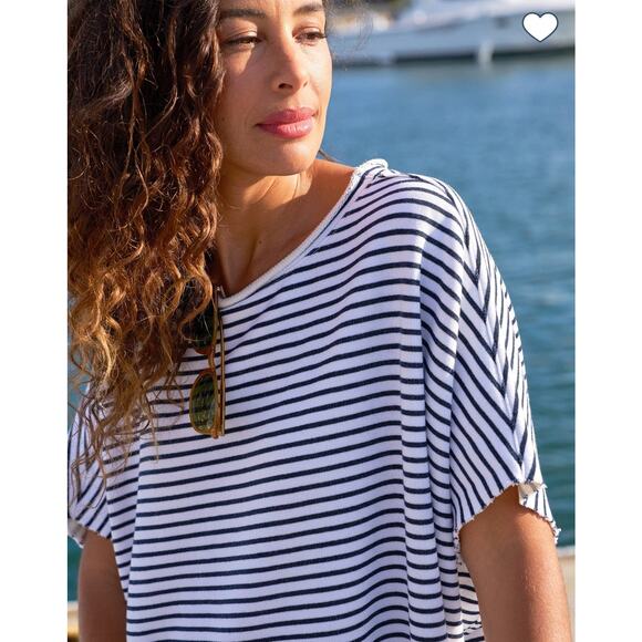 B38 Frank & Eileen Olive Original Capelet OS Striped French Chic Old Money - Picture 2 of 9